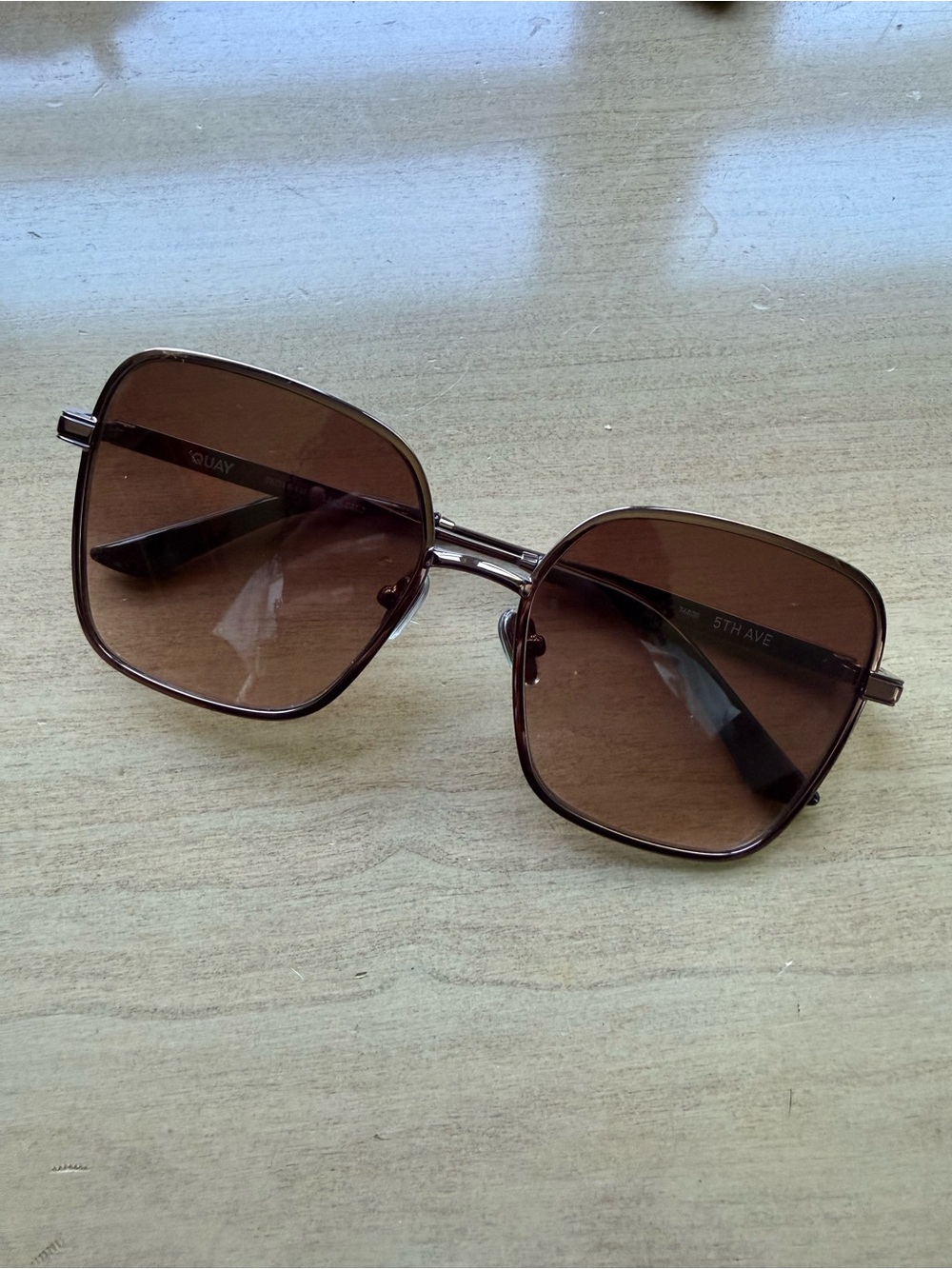 Quay Australia Brown 5th Ave Oversized Square Sunglasses